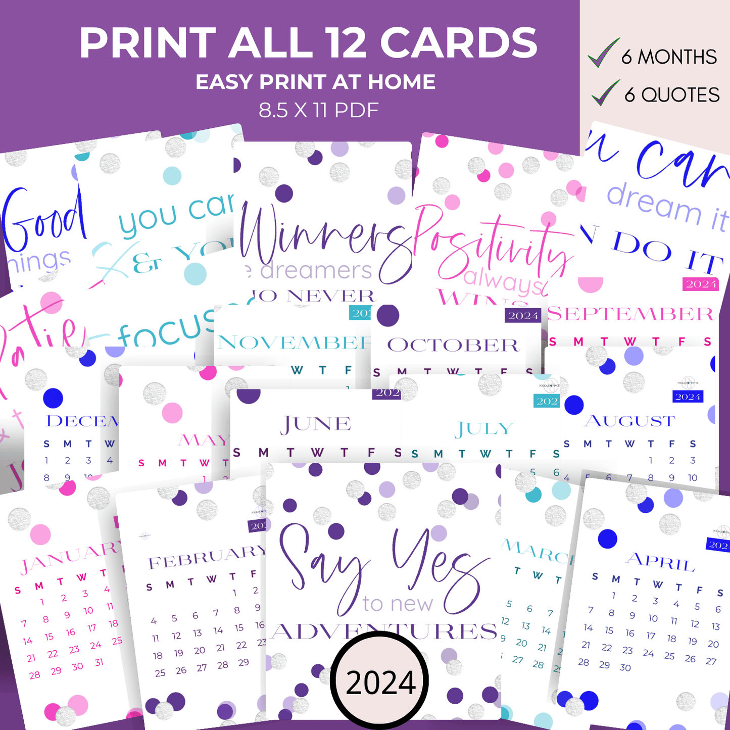 this is a mockup of the printable 3.5 x 3.5 6 months and the 6 quote cards