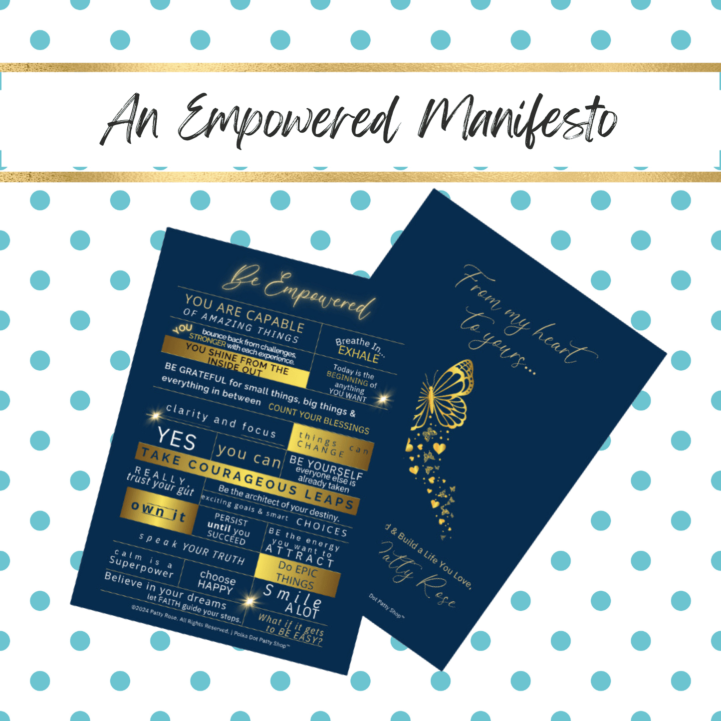 Image and title of the 8.5 x 11 Printable Empowered Manifesto Mockup_Polka Dot Patty Shop