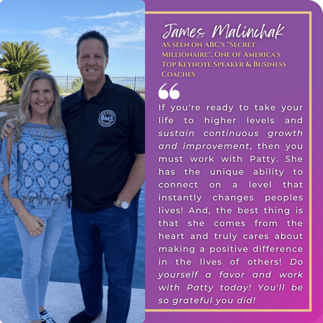 This is a picture of Patty Rose, founder of Polka Dot Patty Shop with James Malinchak top keynote speaker and as seen on ABC's Secret Millionaire