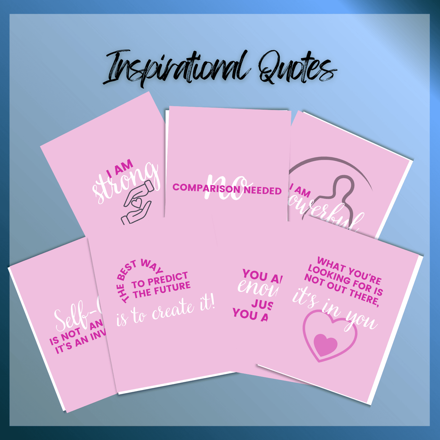 This image mockups shows the quotes pages inside the Morning Moments PRintable Guided Jouranl