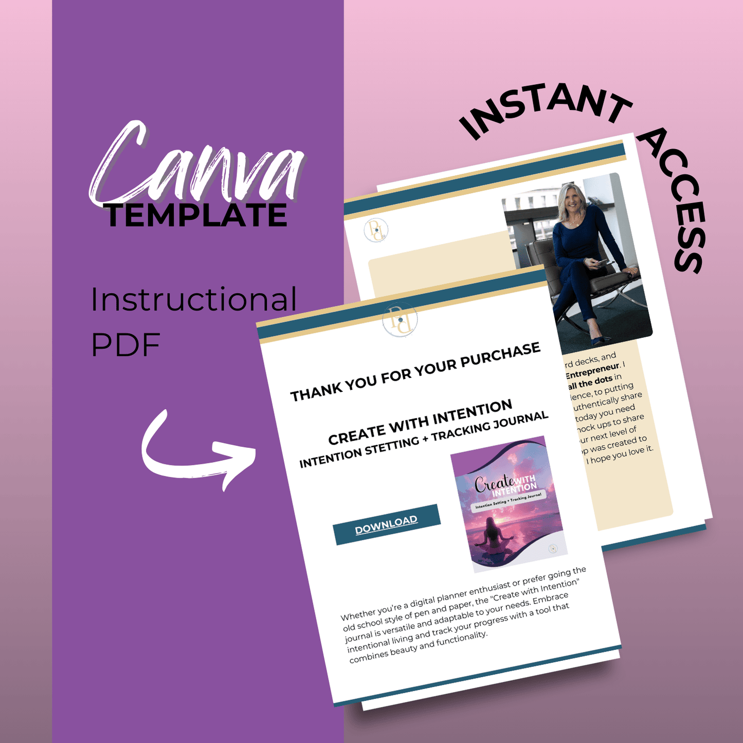 A graphic for Guided Journal Create With Intention showing instructional pdf.